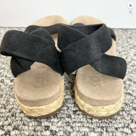 SOUL Naturalizer Details 2 black raffia platform ankle strap flat sandals 9 - Picture 5 of 10